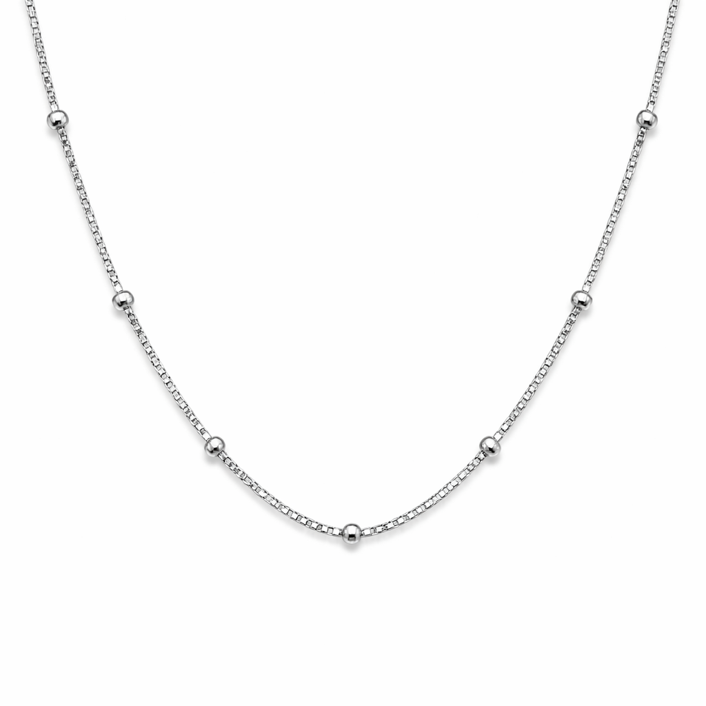 White Gold Ball Station Necklace