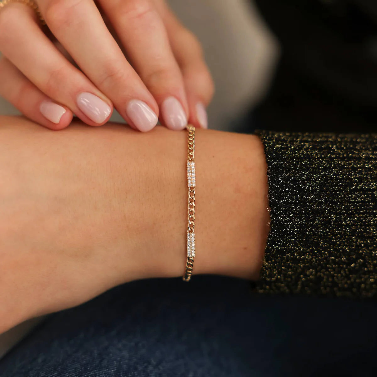 Sylvie Rose Cuban Chain Bar Bracelet