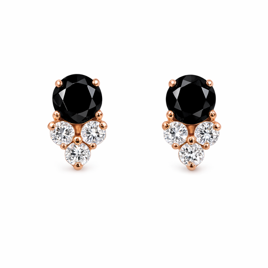 EF-Collection Black Onyx and Diamond Trio Studs