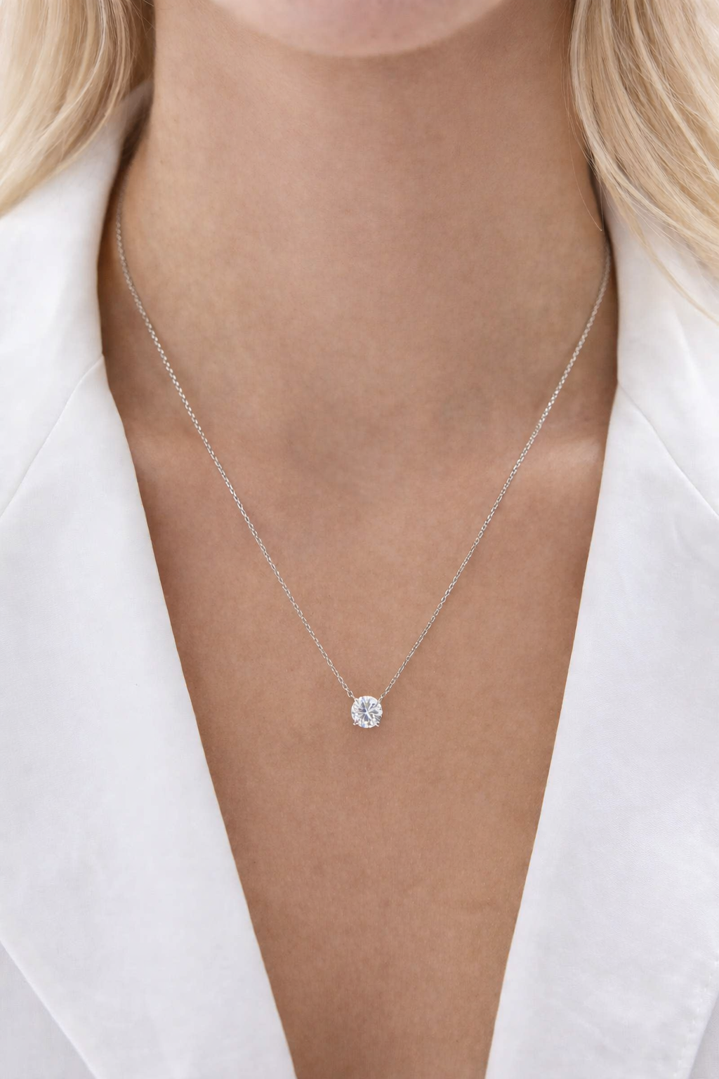 Round Diamond Solitaire Necklace