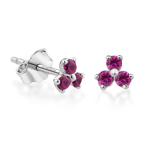 White Gold Ruby Trio Studs