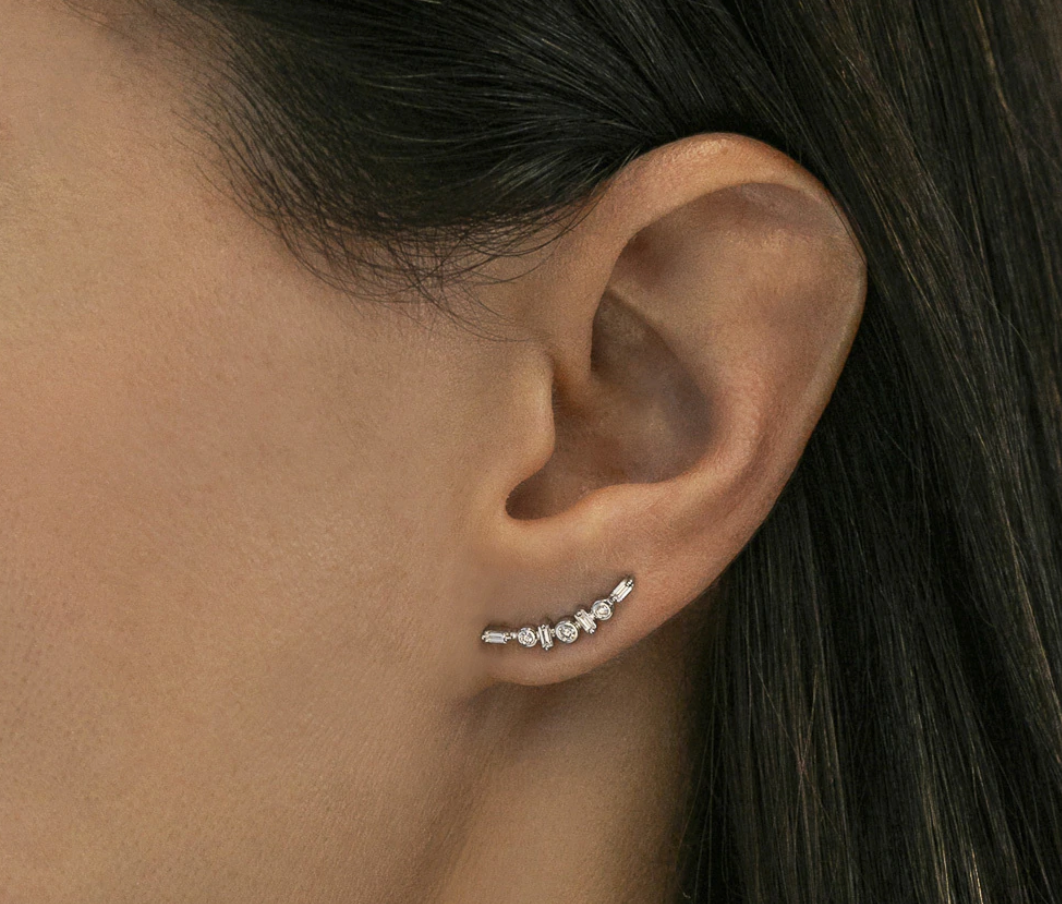 DRD Sadie Pearl Diamond Crawler Earrings