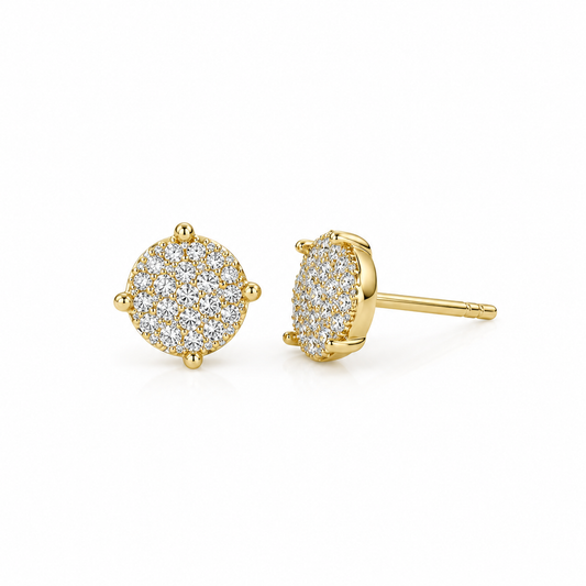 Diamond Button Diamond Pavé Stud Earrings