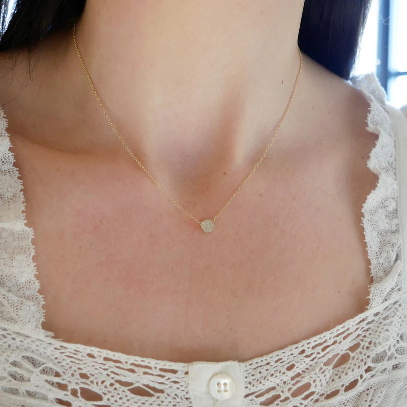 EF-Collection Diamond Mini Disc Necklace