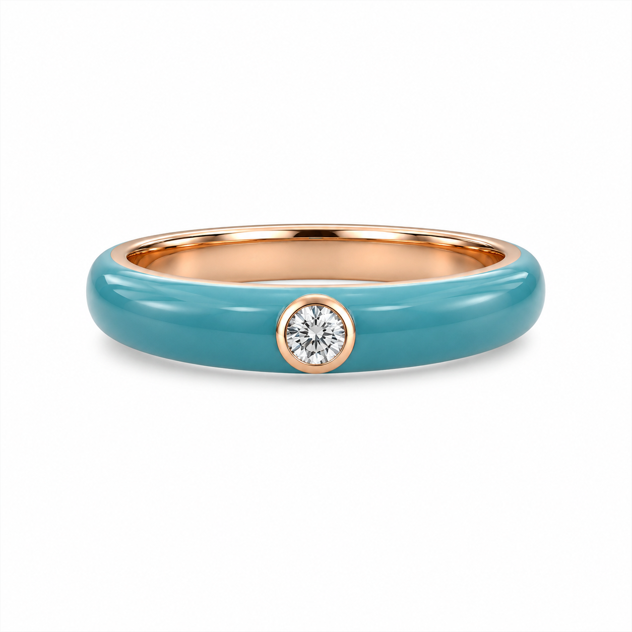 EF-Collection Single Diamond Enamel Stack Ring