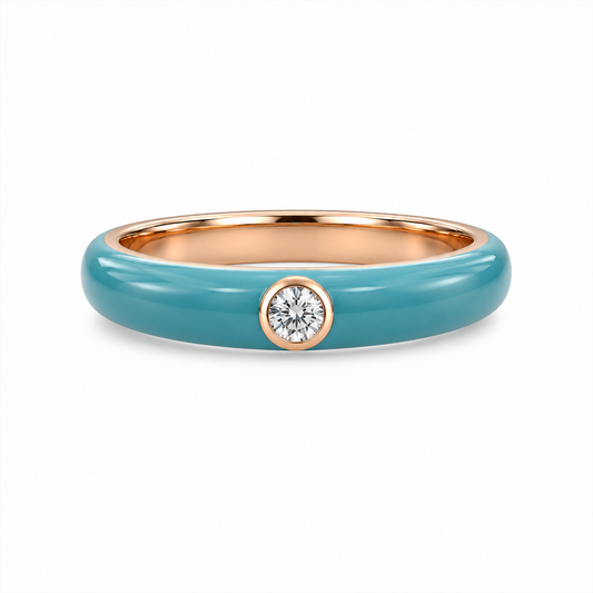 EF-Collection Single Diamond Enamel Stack Ring
