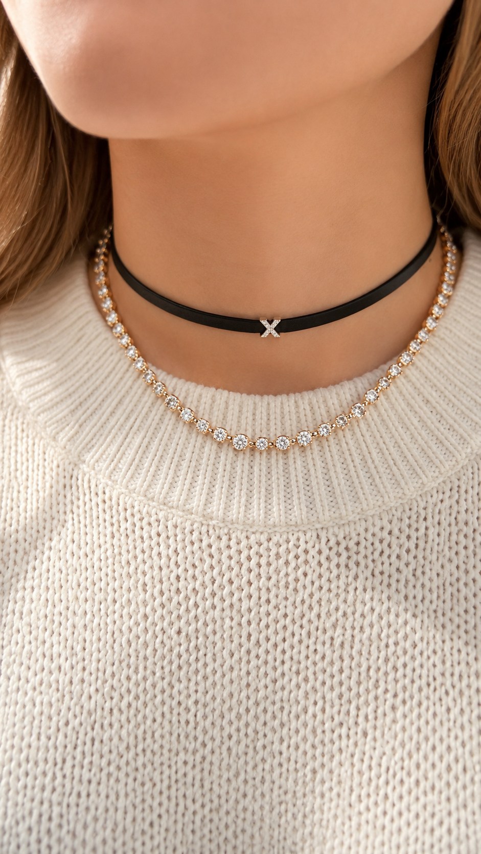 EF-Collection Wrap Leather Choker and Bracelet