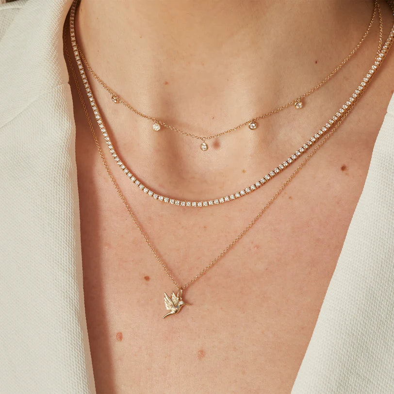 EF-Collection 5 Diamond Bezel Choker Necklace
