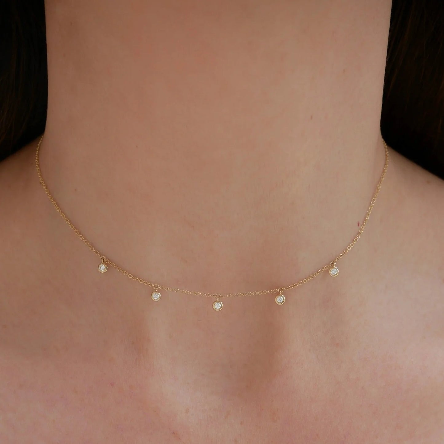 EF-Collection 5 Diamond Bezel Choker Necklace