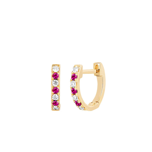 EF-Collection Ruby & Diamond Dot Mini Huggie