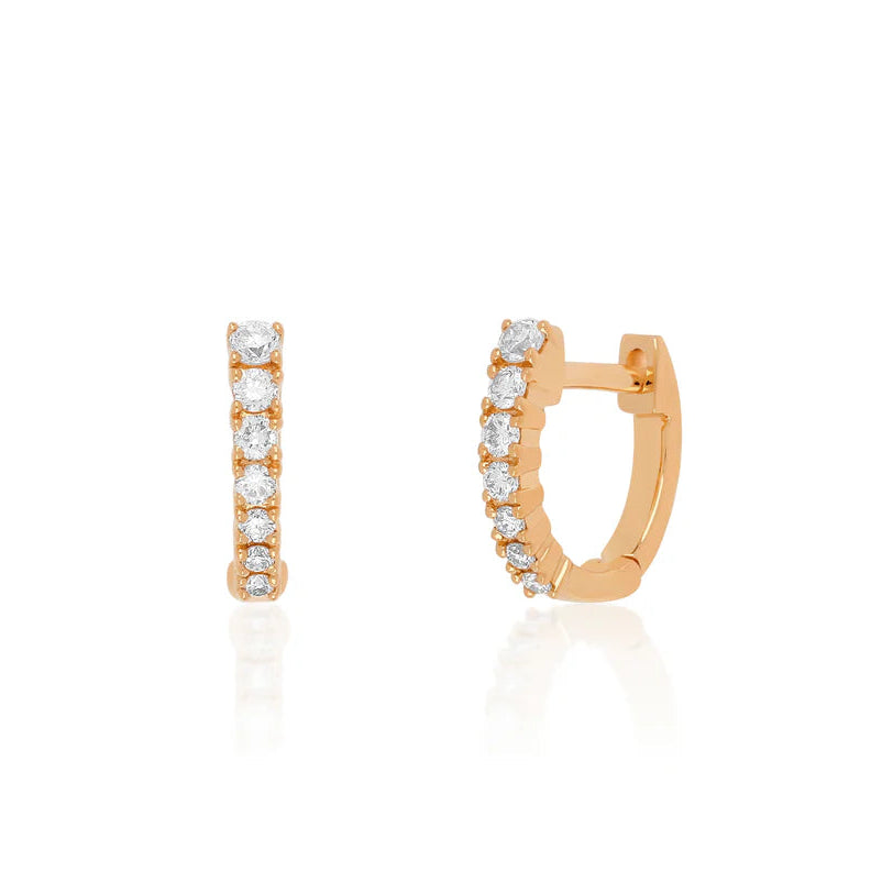EF-Collection Full Cut Diamond Arc Mini Huggie Earring