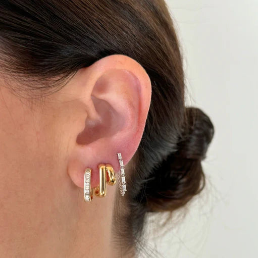 EF-Collection Double Gold Jumbo Huggie Earring