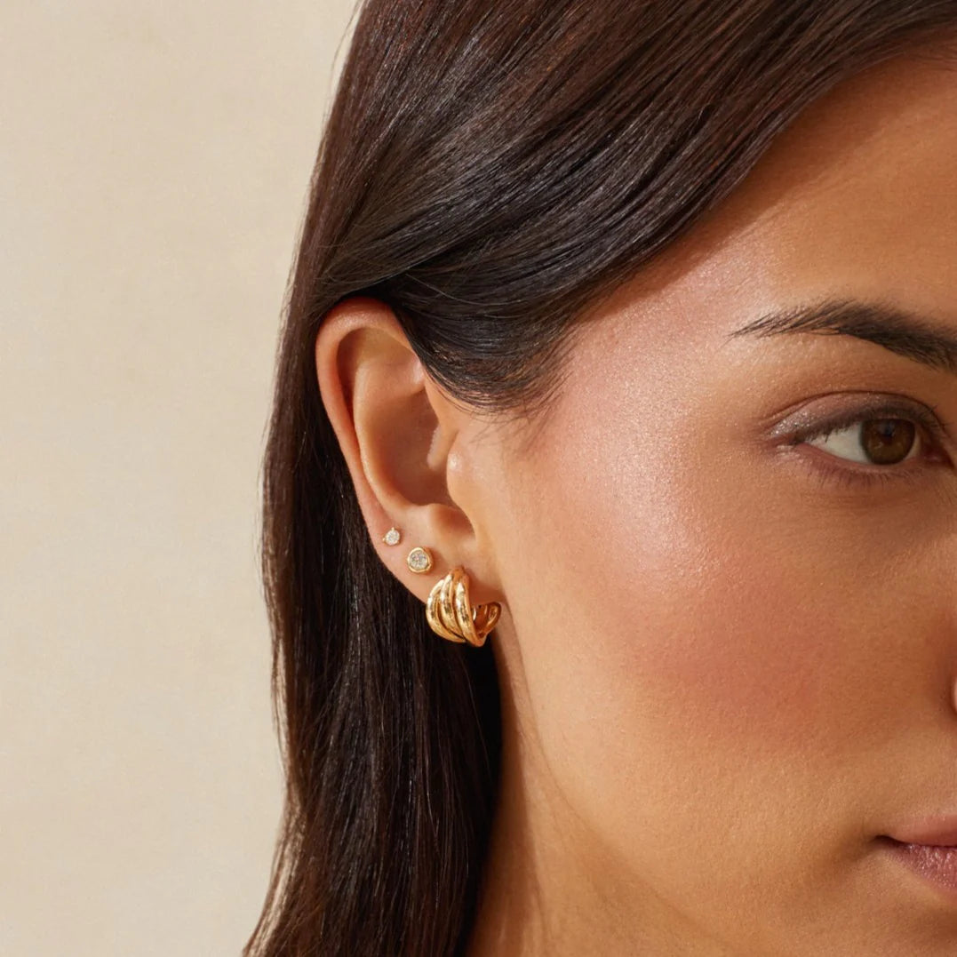EF-Collection Gold Knot Huggie Earrings