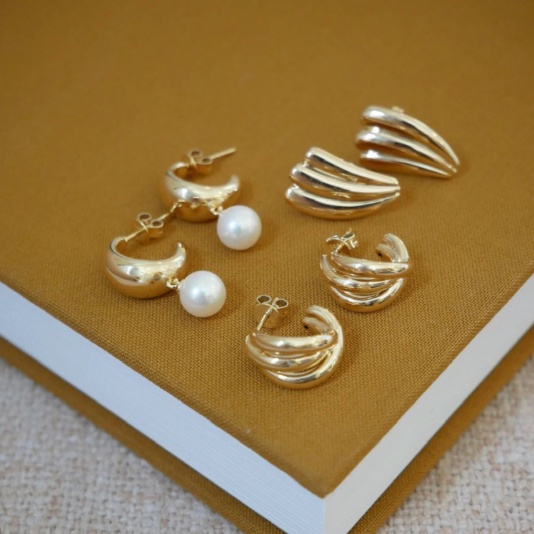 EF-Collection Gold Knot Huggie Earrings