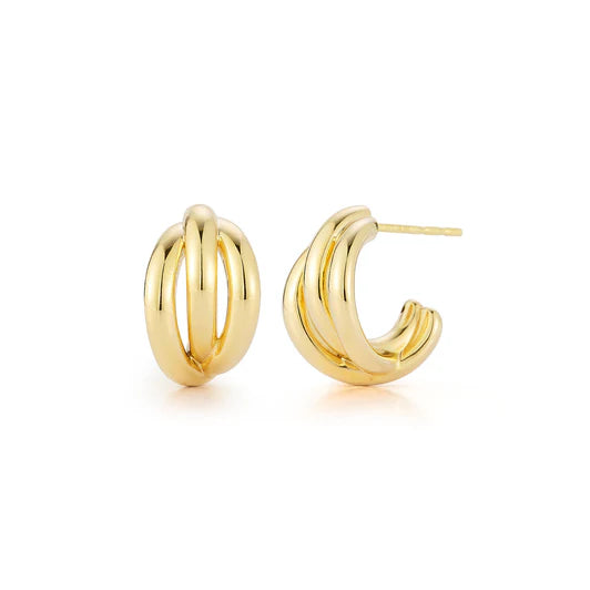 EF-Collection Gold Knot Huggie Earrings