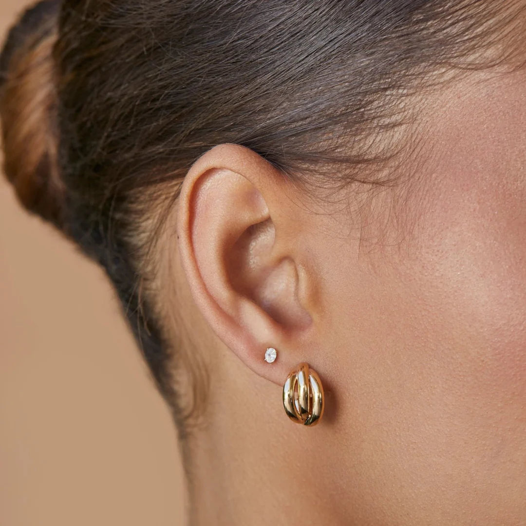 EF-Collection Gold Knot Huggie Earrings