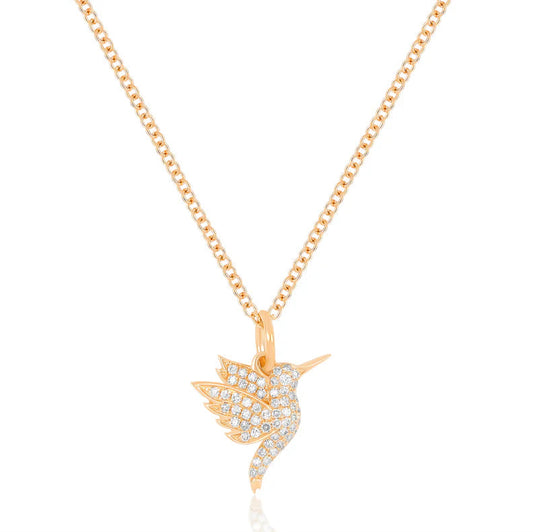 EF-Collection Pavé Diamond Mini Hummingbird Necklace