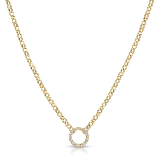 Rolo Chain Diamond Enhanced Necklace