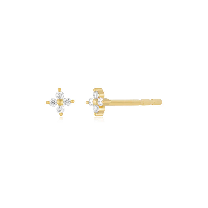 EF-Collection Mini Diamond Fleur Stud Earrings