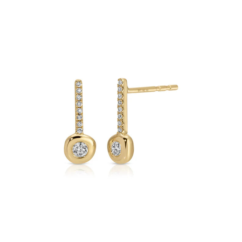 EF-Collection Diamond Pillow Bar Stud Earrings