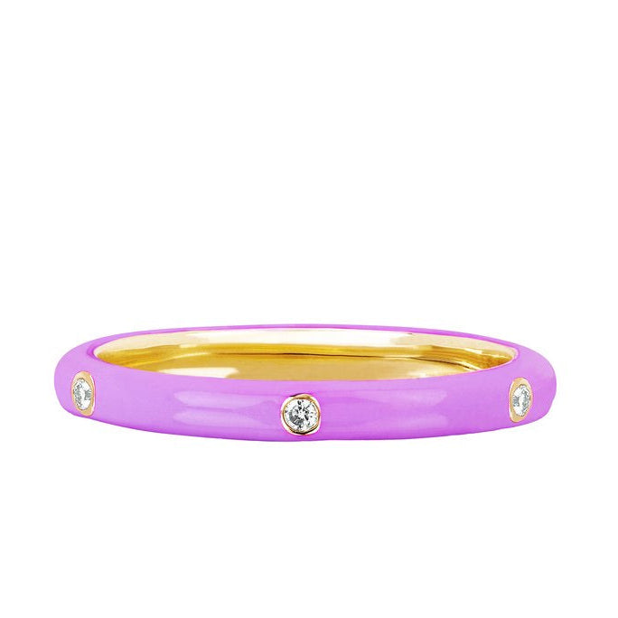 EF-Collection 3 Diamond & Lavender Enamel Stack Ring