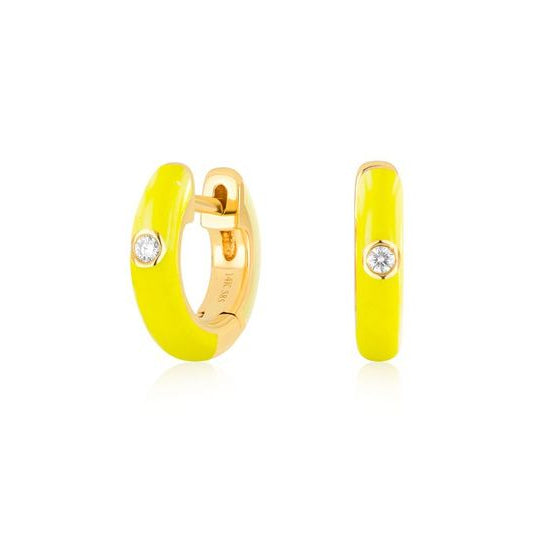 EF-Collection Yellow Enamel Huggie