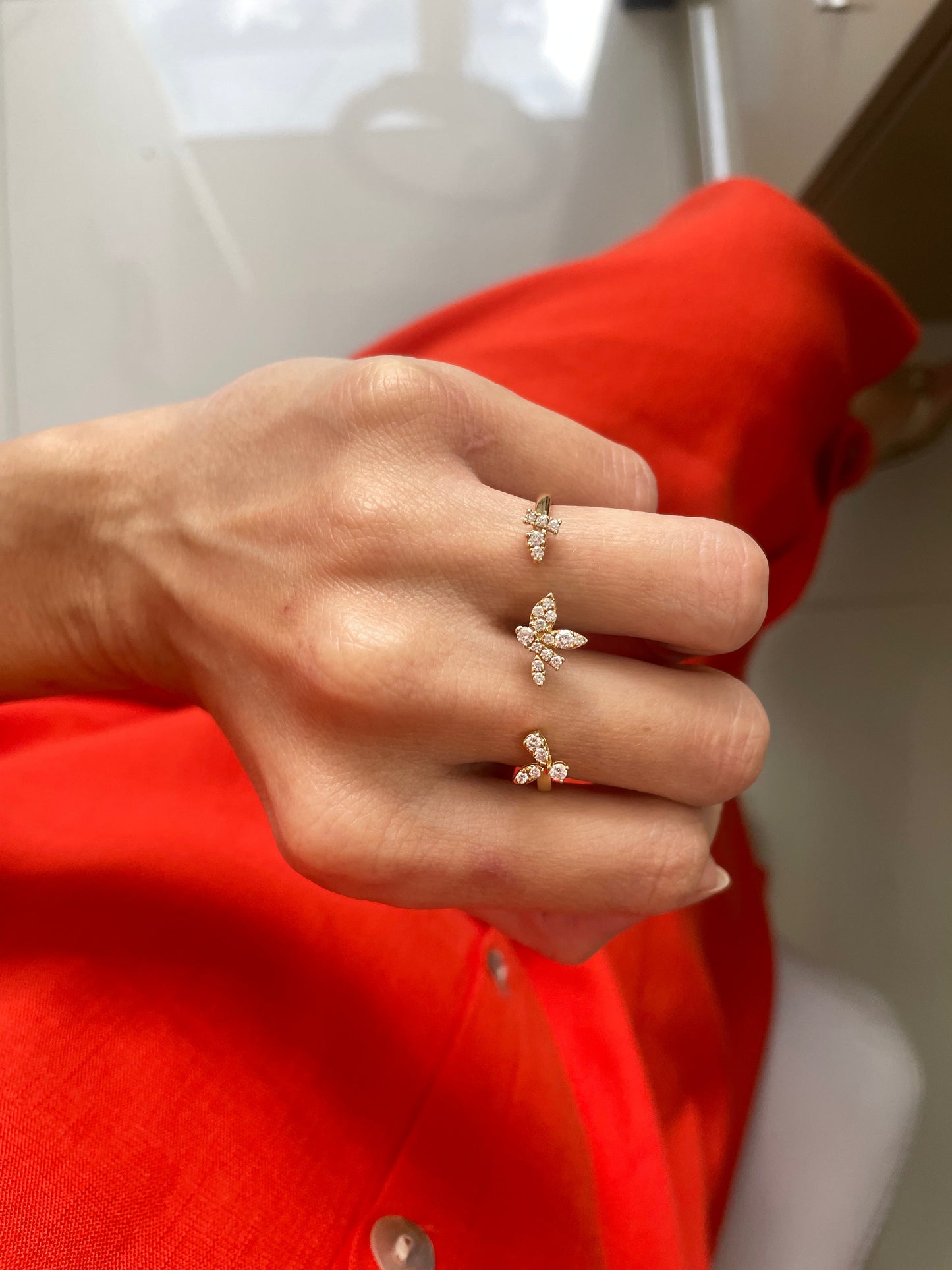 Graziela gems Diamond Leaf Double Wrap Ring