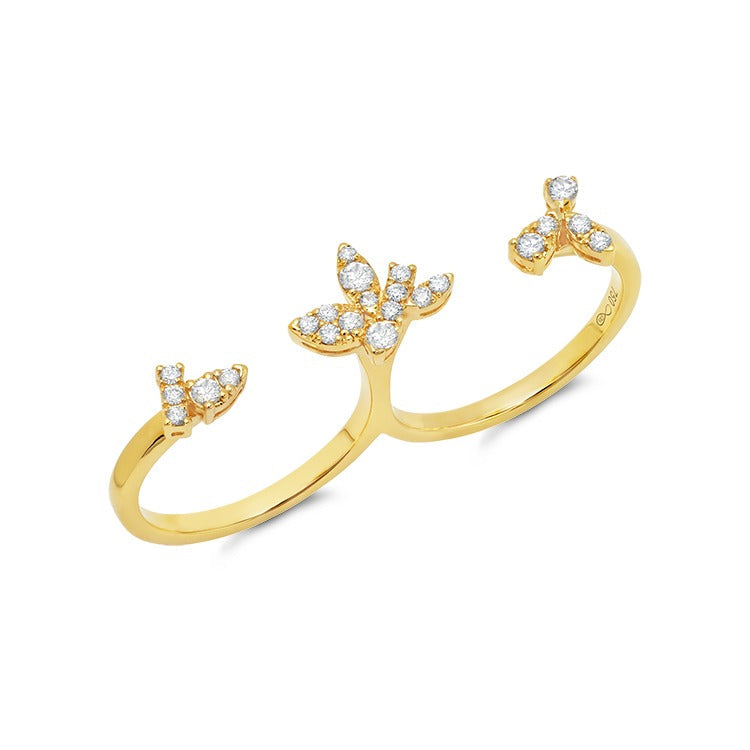 Graziela gems Diamond Leaf Double Wrap Ring