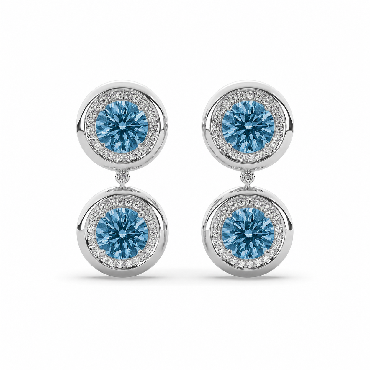 Fancy Vivid Blue Diana Drop Studs