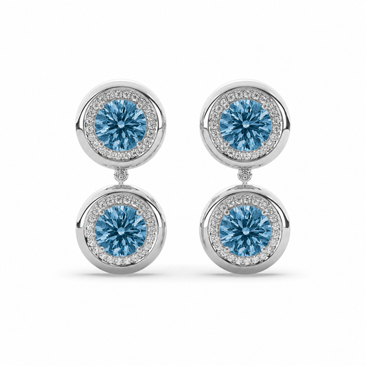 Fancy Vivid Blue Diana Drop Studs