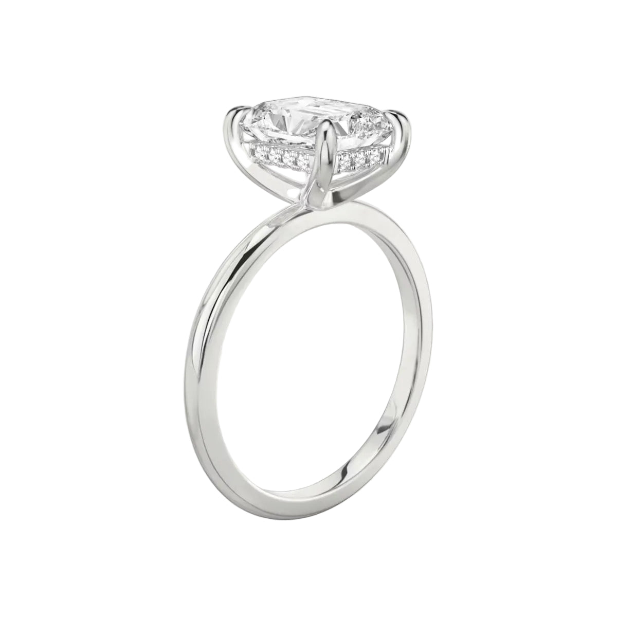 Alva Elongated Cushion Hidden Halo Solitaire Ring
