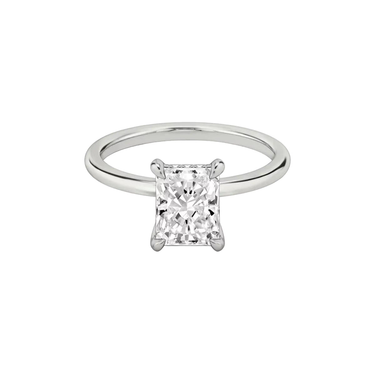 Alva Elongated Cushion Hidden Halo Solitaire Ring