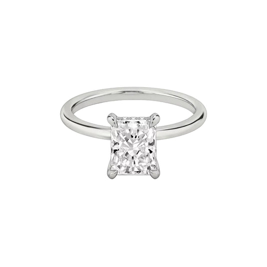 Alva Elongated Cushion Hidden Halo Solitaire Ring