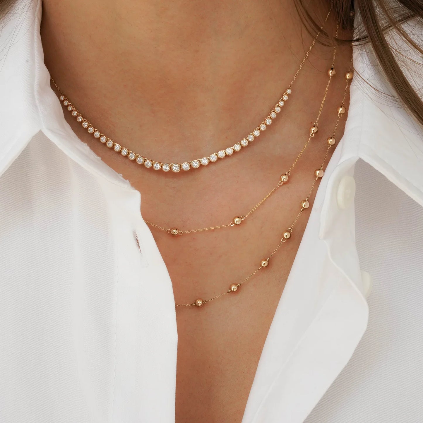Lulu Jack Graduating Bezel Tennis Necklace