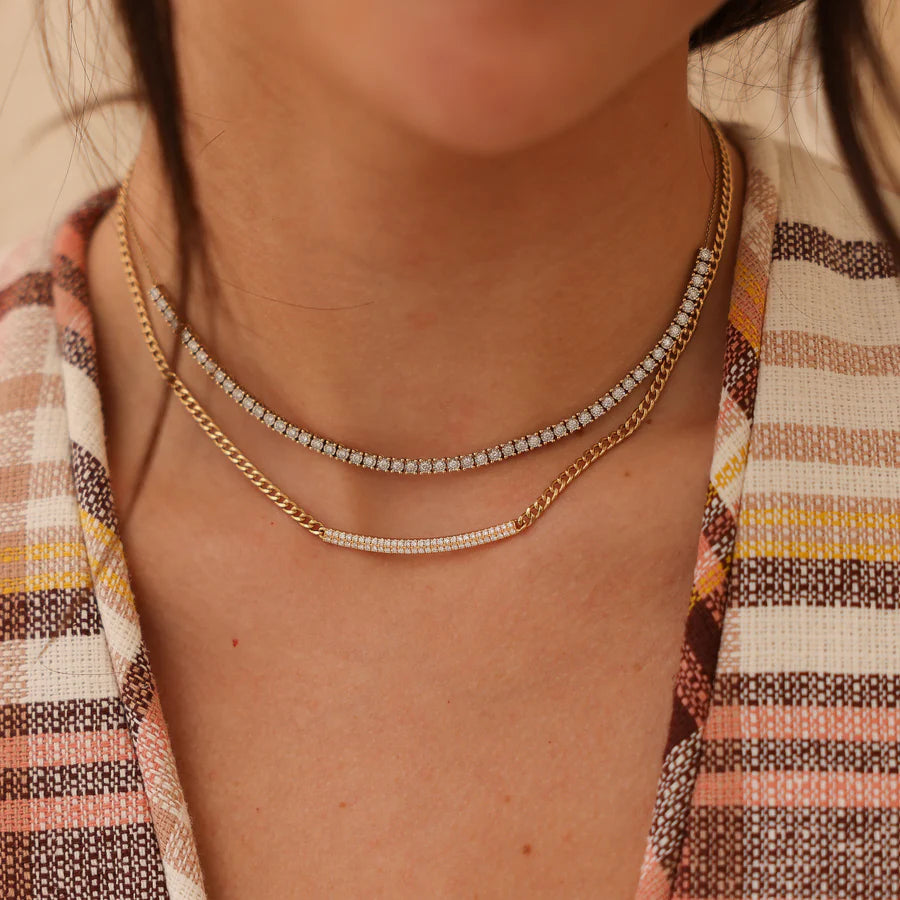 Sylvie Rose Cuban Chain Long Bar Necklace