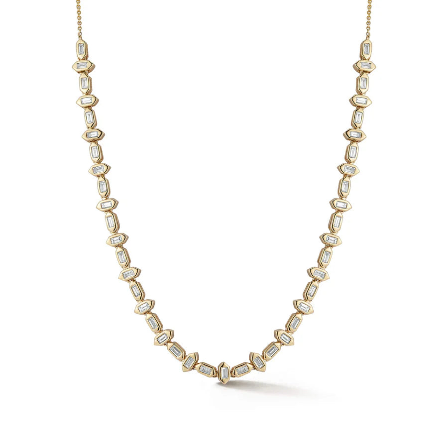 DRD Sadie Pearl Hexagon Alternating Tennis Necklace