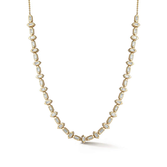 DRD Sadie Pearl Hexagon Alternating Tennis Necklace