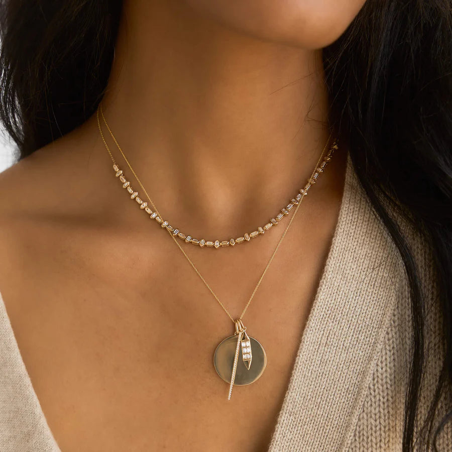 DRD Sadie Pearl Hexagon Alternating Tennis Necklace