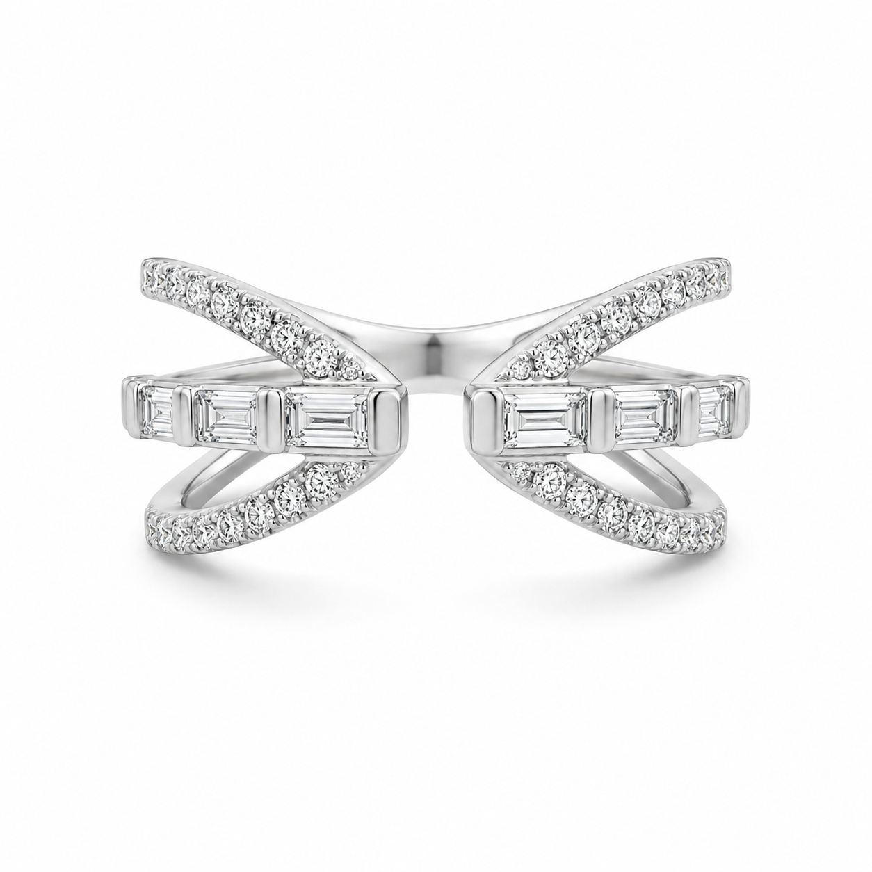 EF-Collection Open Diamond Cocktail Ring