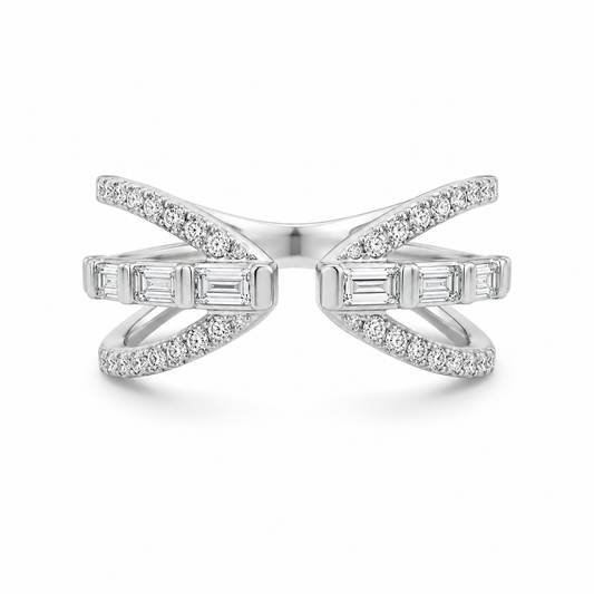 EF-Collection Open Diamond Cocktail Ring