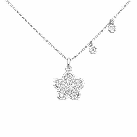 Diamond Flower & Double Bezel Necklace