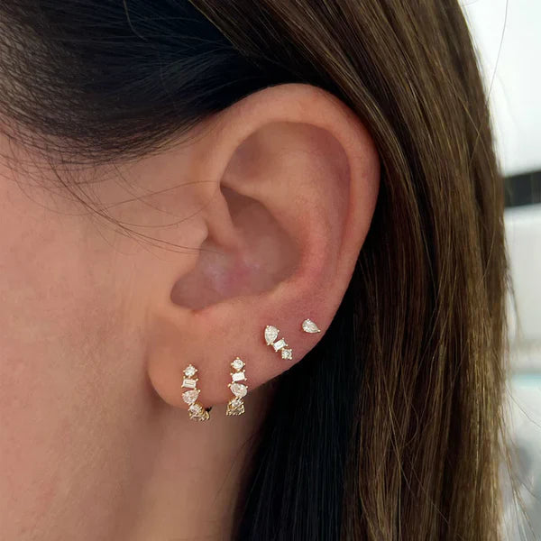 EF-Collection Diamond Multifaceted Stud Earring