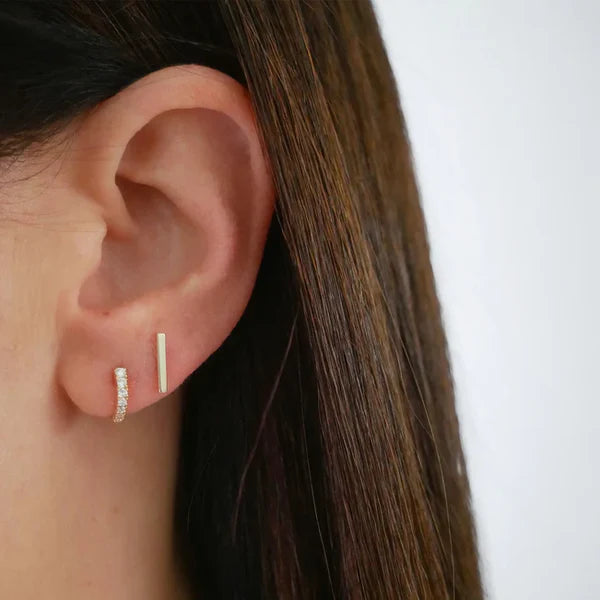 EF-Collection Full Cut Diamond Arc Mini Huggie Earring