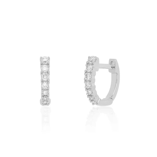 EF-Collection Full Cut Diamond Arc Mini Huggie Earring