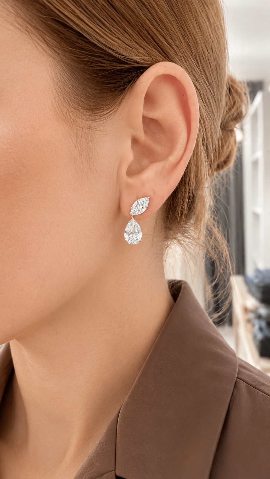 Marquise & Pear Drop Stud Earrings