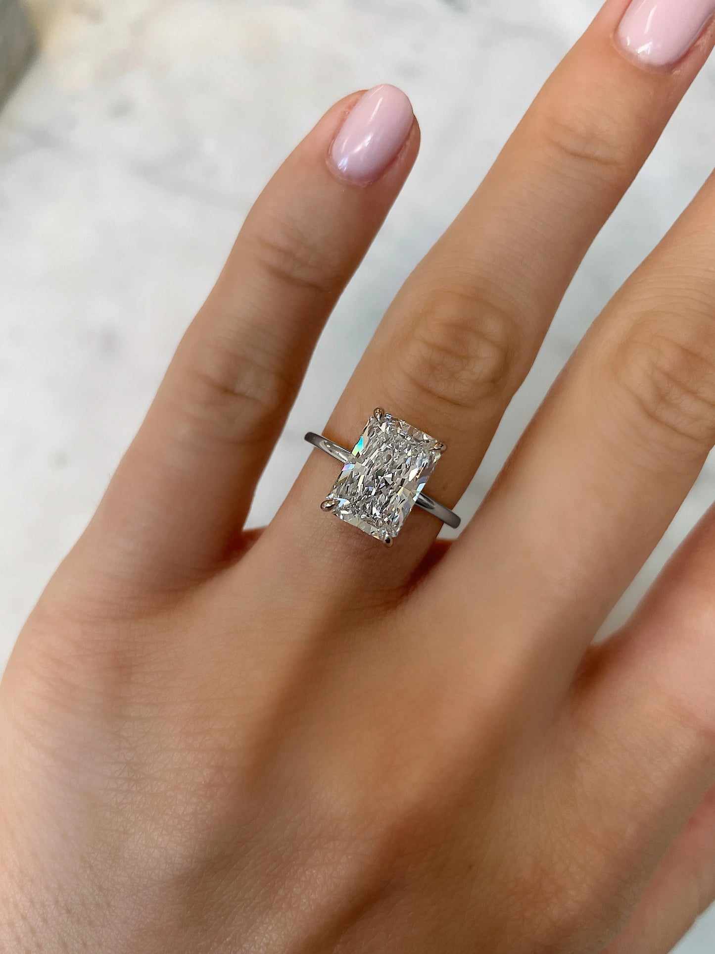 Alva Radiant Cut Diamond Cathedral Solitaire