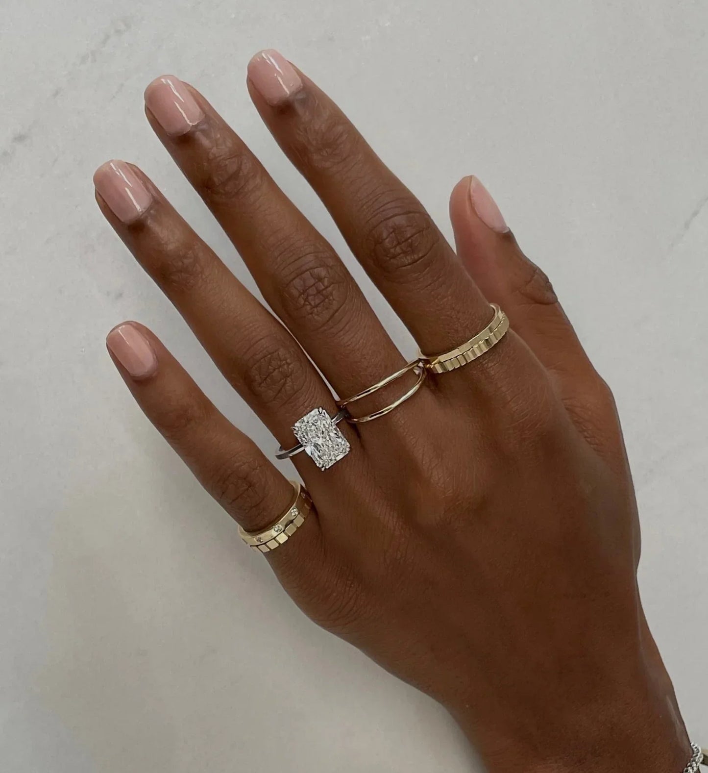 Alva Radiant Cut Diamond Cathedral Solitaire