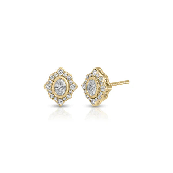 EF-Collection Oval Diamond Daphne Stud Earrings