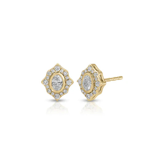 EF-Collection Oval Diamond Daphne Stud Earrings